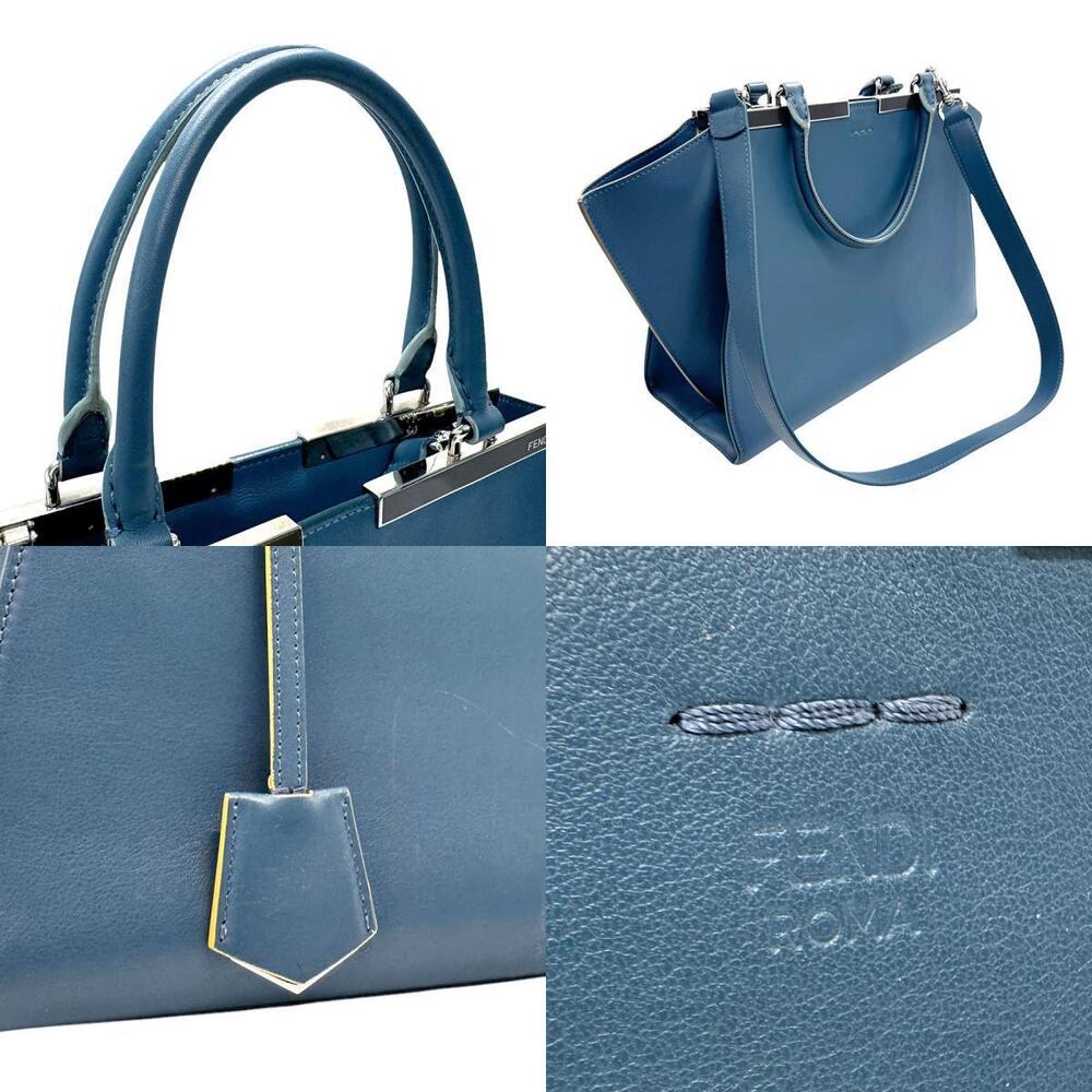Fendi Trois Jours Leather Shoulder Bag Blue - Picture 4 of 4